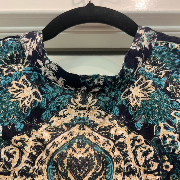 Free People High Neck Mini Dress with Tie KeyHole Back and Flared Sleeves - Picture 3 of 5